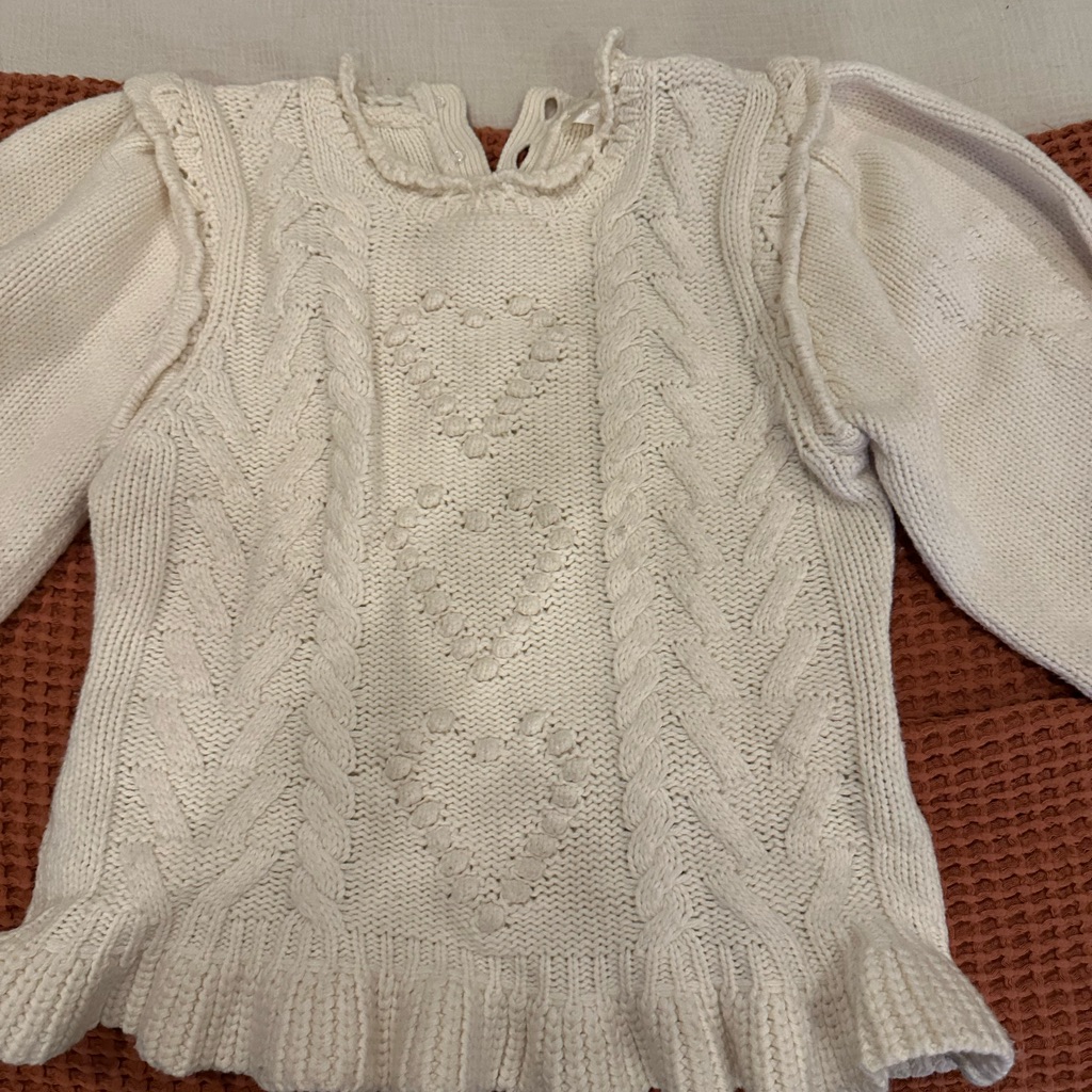 Loveshackfancy Cream Cable Knit Sweater